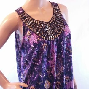 No Boundaries soft stretchy purple metallic tank